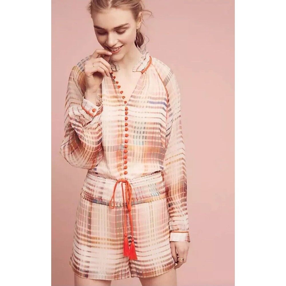 NWT Anthropologie Grid Graphic Romper Jumpsuit by‎ Adelyn Rae, Sz S, $158